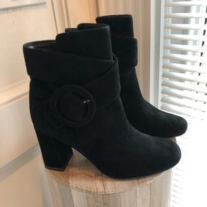 Black suede boots.
